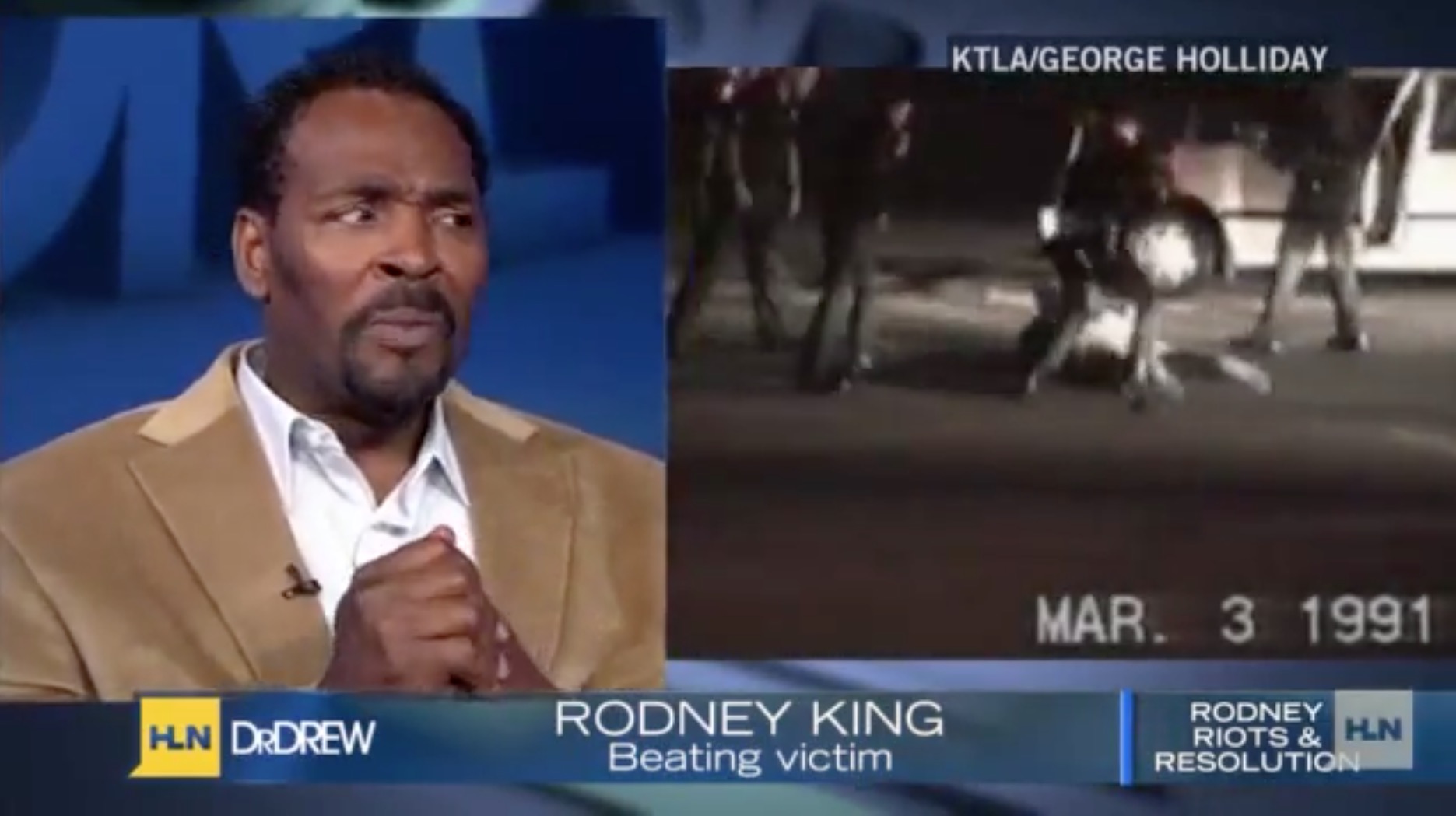 Rodney
        King en la tele viendo beating